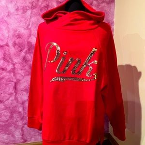 Red oversized “Pink” hoodie